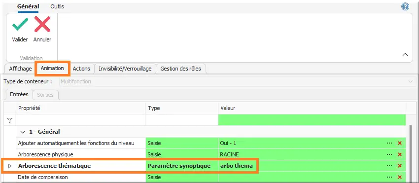 Paramétrage objet multi-onglets